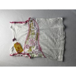 T-shirt blanc a broderie rose